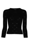 Balenciaga Bb-pattern Open-knit Jumper In Black
