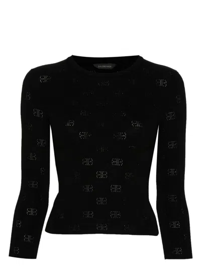BALENCIAGA WOMEN'S OPEN-KNIT WOOL TOP