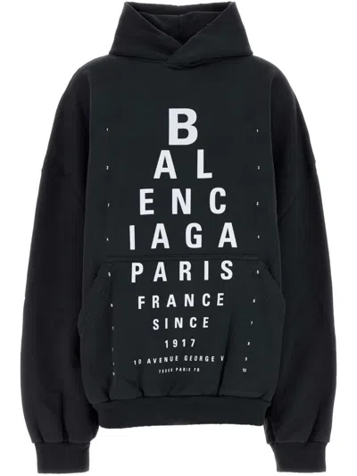 Balenciaga Optical Black Washed Oversized Hoodie