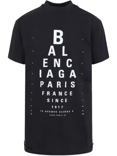 Balenciaga Women Optical Cotton T-shirt In Black