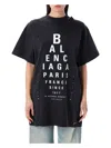 Balenciaga Eye Chart Distressed Oversize Cotton Logo Graphic T-shirt