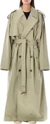Balenciaga Double-breasted Belted Coat In Military Beige