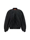 Balenciaga Black Bomber Draped Jacket With Elastic Rear Hem In Tech Fabric Woman In Black