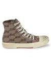 Balenciaga Paris Distressed Logo-embroidered Canvas High-top Sneakers In Grey