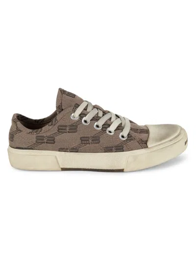 Balenciaga Women's Paris Monogram Low Top Sneakers In Grey