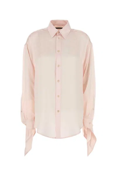 Balenciaga Women Pastel Pink Satin Shirt