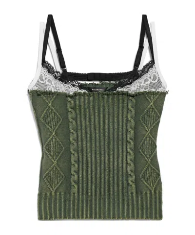 Balenciaga Women's Patched Tank Top In Green