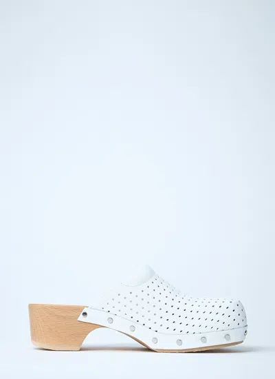 Balenciaga Women Perforated Heeled Clogs In White