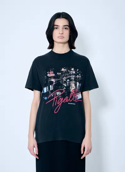 Balenciaga Women Pigalle Print T-shirt In Blue