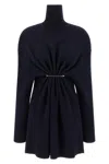 Balenciaga Pinched Navy Mini Dress In Wool And Cotton Women In Blue