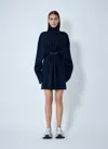 Balenciaga Pinched Navy Mini Dress In Wool And Cotton Women In Blue