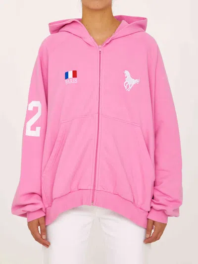 Balenciaga Women Pink Cotton Hoodie