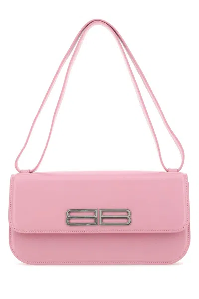 Balenciaga Women Pink Leather Gossip Shoulder Bag In Pink