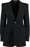 Balenciaga Wool Pinstripe Blazer In Black