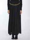 Balenciaga Women Black Long Pleaded Skirt With Belt In Tech Fabric Woman