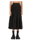 Balenciaga Pleated Leather Midi Skirt In Brown