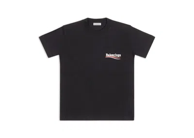 Pre-owned Balenciaga Women's Political Campaign Small Fit T-shirt In Black