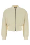 Balenciaga Cropped Technical Faille Bomber Jacket In Yellow
