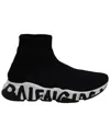 Balenciaga Speed Logo-print Stretch-knit High-top Sneakers In Black