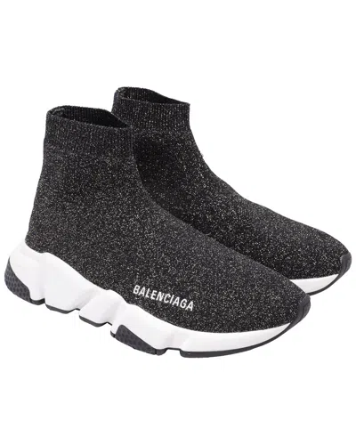 Balenciaga Women's Polyester Speed Glittered Trainer (authentic Pre-loved) In Black