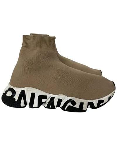 Balenciaga Speed Sneakers With Sole Logo In Beige