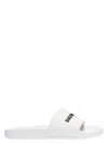 Balenciaga Pool Logo-embossed Rubber Slides In White,black