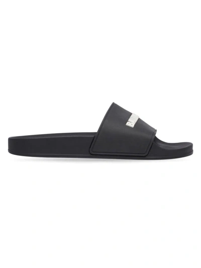 Balenciaga Women's Black Pool Sandals For Ss24 In Black White