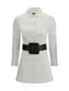 Balenciaga Longline Dress Belted At The Waist In White
