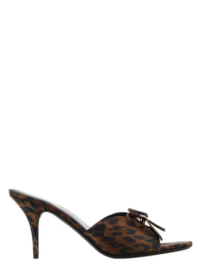 Balenciaga Women's Printed Satiin Knife Bow Mules
