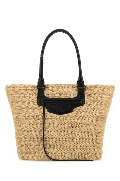 Balenciaga Women Raffia Medium Le City Shopping Bag In Brown