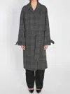 Balenciaga One Layer Checked Belted Coat In Gray