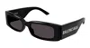 Balenciaga Grey Rectangular Ladies Sunglasses Bb0260s 001 56 In Black