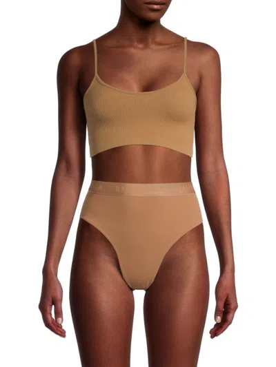 Balenciaga Women's Rib Knit Crop Top In Camel