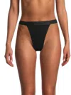 Balenciaga Women's Rib Knit Logo Thong In Black