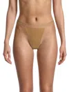 Balenciaga Women's Rib Knit Logo Thong In Camel