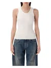 Balenciaga White Stretch Wool Blend Tank Top In White