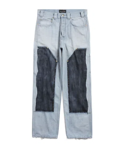 Balenciaga Women's Ripped Off Loose Fit Pants In Light Blue
