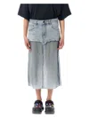 Balenciaga Ripped Off Denim Midi Skirt