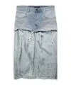 Balenciaga Ripped Off Denim Midi Skirt In Light Blue