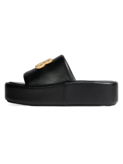Balenciaga Rise Nappa Leather Sandals In Black/gold