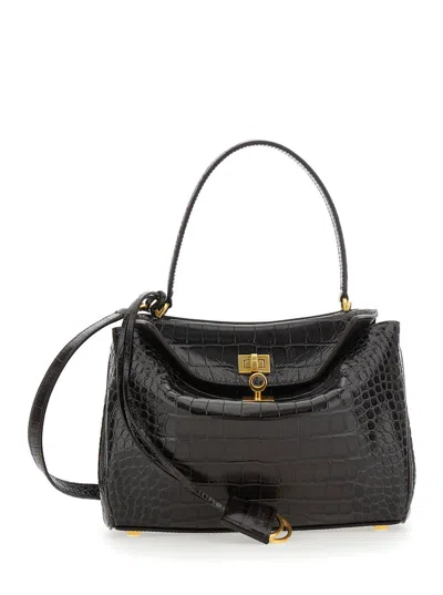 Balenciaga Women 'rodeo' Brown Small Handbag With Detachable Key Holder In Leather Woman In Black