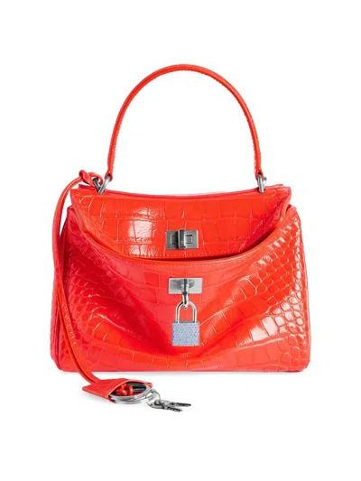 Balenciaga Women's Rodeo Crossbody Bag With Rhinestones In Orange