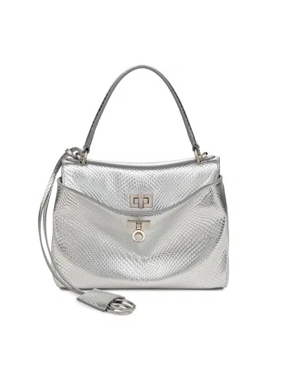 Balenciaga Women's Rodeo Embossed Leather Top Handle Bag In Silver