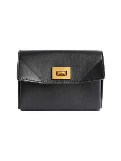 Balenciaga Leather Rodeo Card Holder In Black
