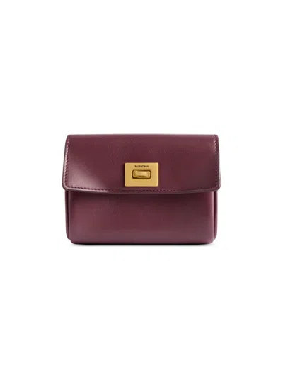 Balenciaga Women's Rodeo Flap Card Holder In Burgundy