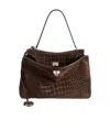 Balenciaga Womens Brown Rodeo Medium Croc Suede Top-handle Bag In Brown