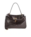 Balenciaga Rodeo Handbag In Crocodile-embossed Leather In Brown