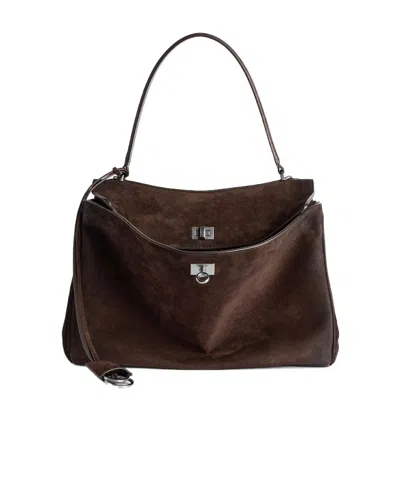Balenciaga Women's Rodeo Handbag Medium In Light Espresso In Brown