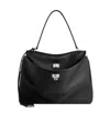 Balenciaga Rodeo Media Leather Handbag In Black