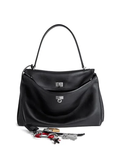 Balenciaga Women's Rodeo Medium Handbag Used Effect With One Charm In Black
